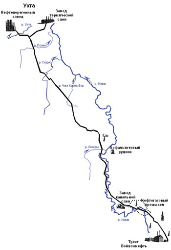 Трасса газопровода Войвож — Ухта, 1948 год